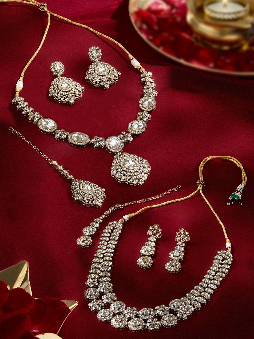 Zaveri Pearls Set Of 2 Gold-Plated Stone Studded Jewellery Sets-picture-12