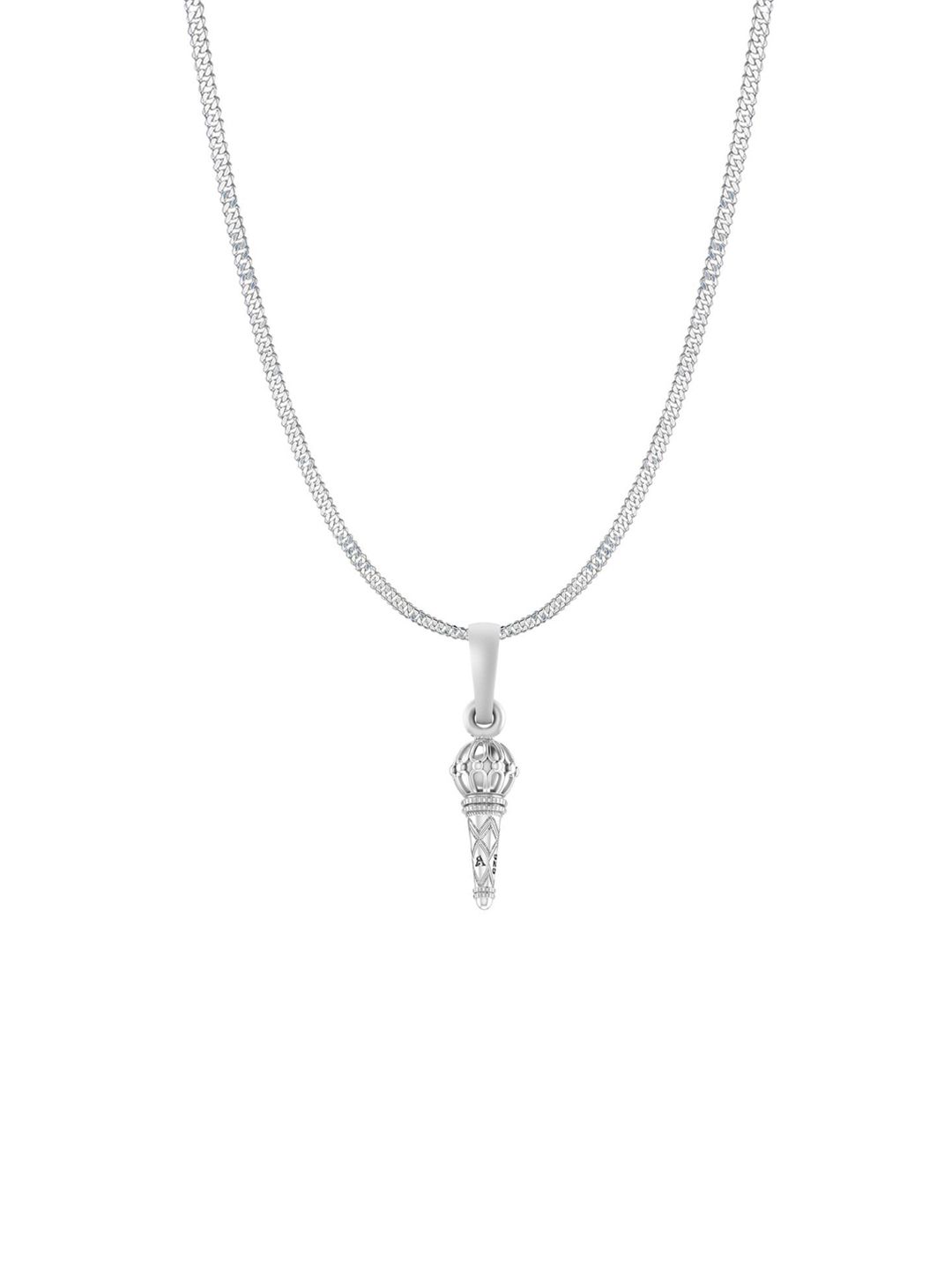 AKSHAT SAPPHIRE Men 925 Sterling Silver Contemporary Gada Pendant With Curb Chain-image-23