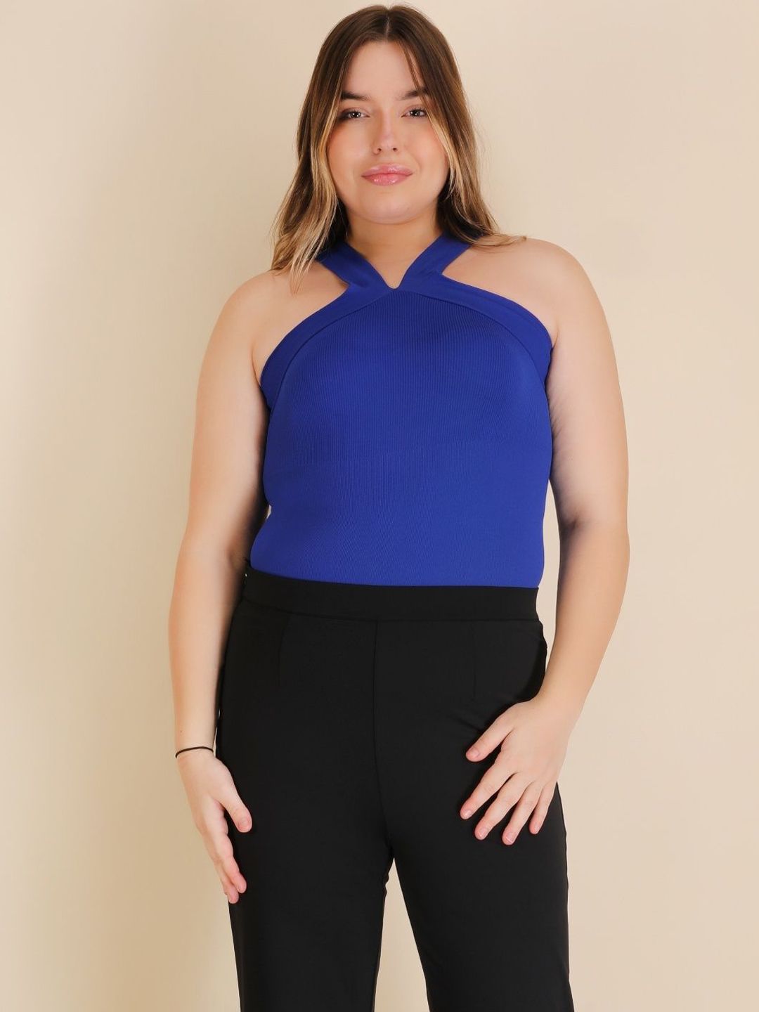 SHOP THE EDIT Crossover Halter Neck Bodysuit-picture-54