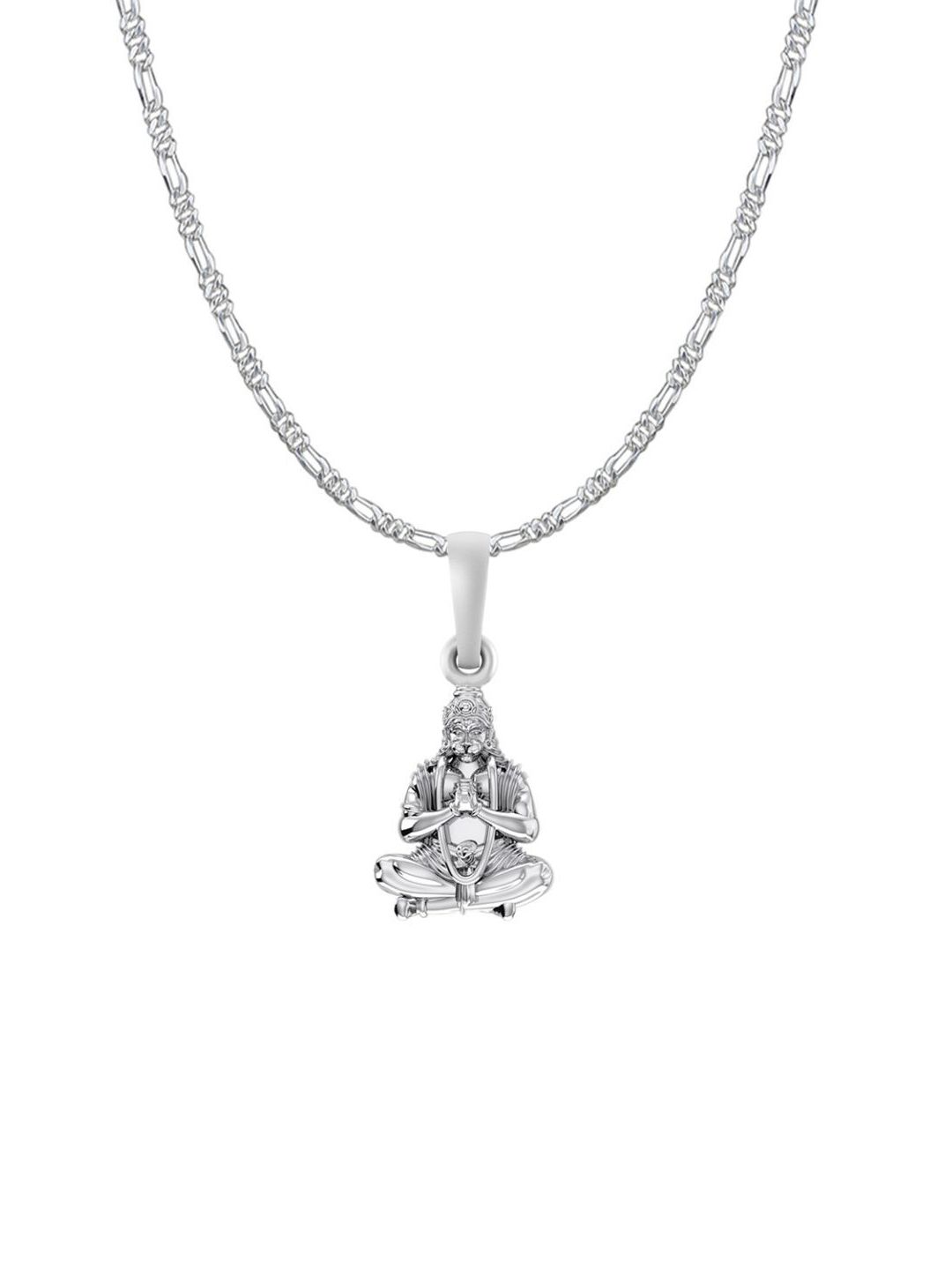 AKSHAT SAPPHIRE Men 925 Sterling Silver Contemporary Hanuman Pendant With Figaro Chain-picture-37