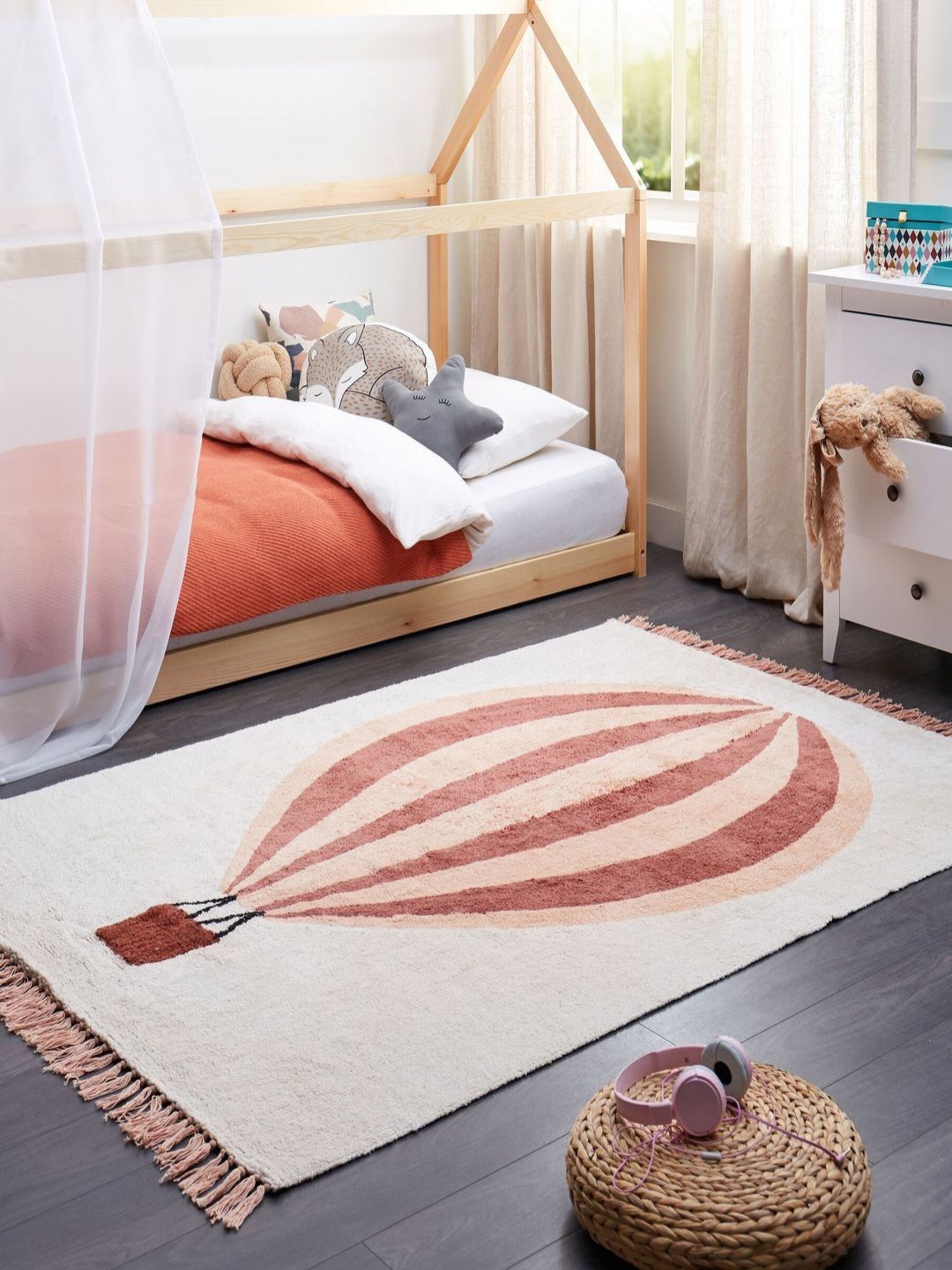 THEGASBH Pink Abstract Hand-Tufted Cotton Carpet-image-4