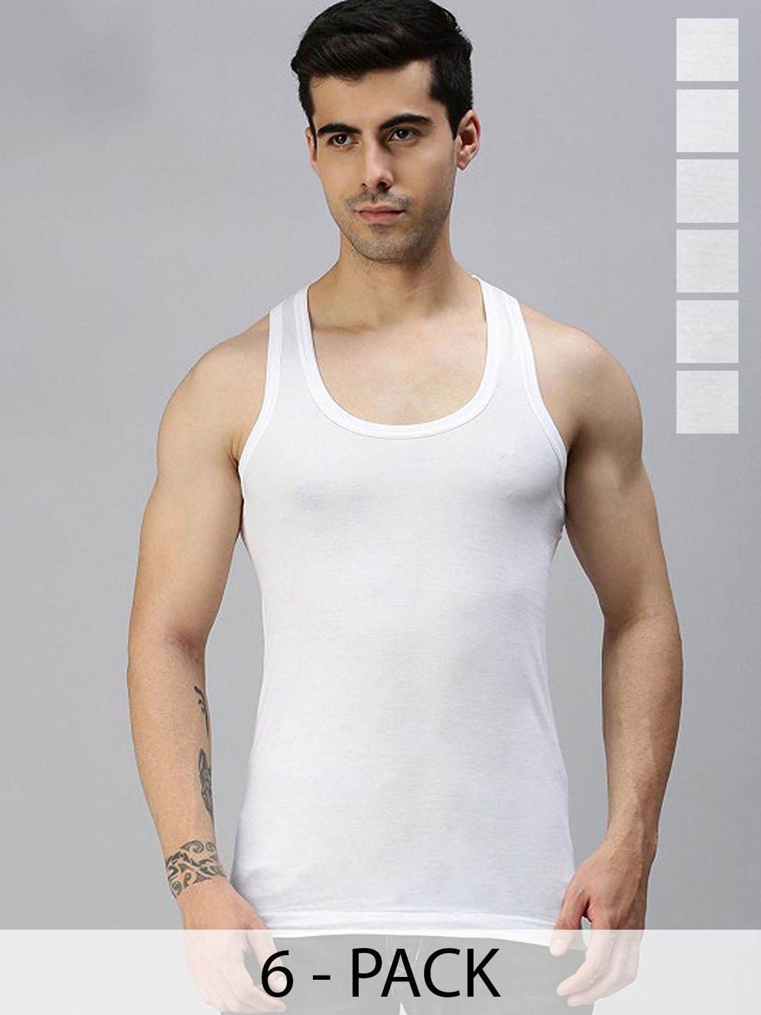CAVENDERS Pack Of 6 Pure Cotton Basic Vests White Pure CottonDno-v337st-image-7