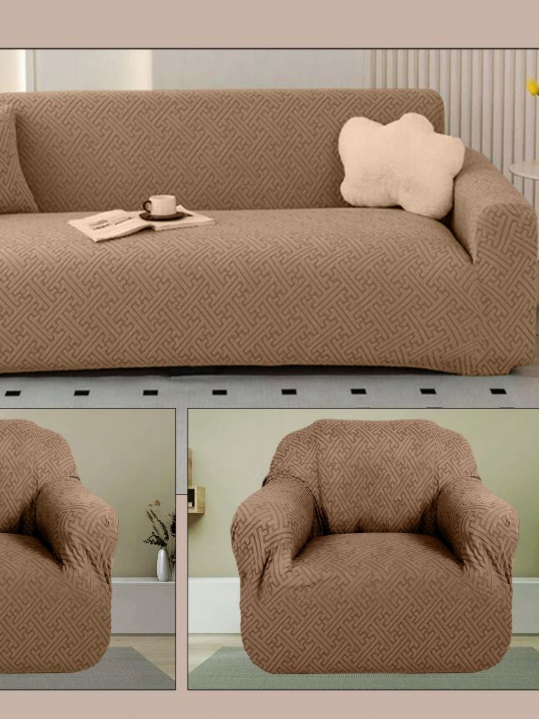 The Furnishing Tree Brown Polyester Sofa Covers With Arms-picture-19