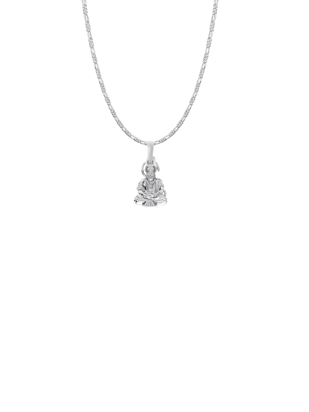 AKSHAT SAPPHIRE Men 925 Sterling Silver Contemporary Hanuman Pendant With Figaro Chain-picture-30