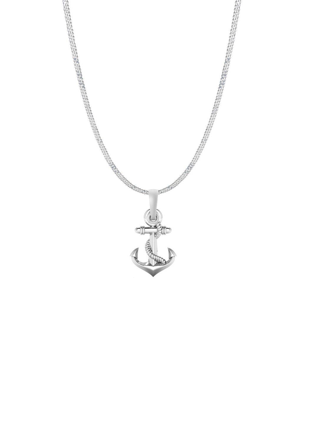 AKSHAT SAPPHIRE Men 925 Sterling Silver Anchor Pendant With Chain With Box-image-39