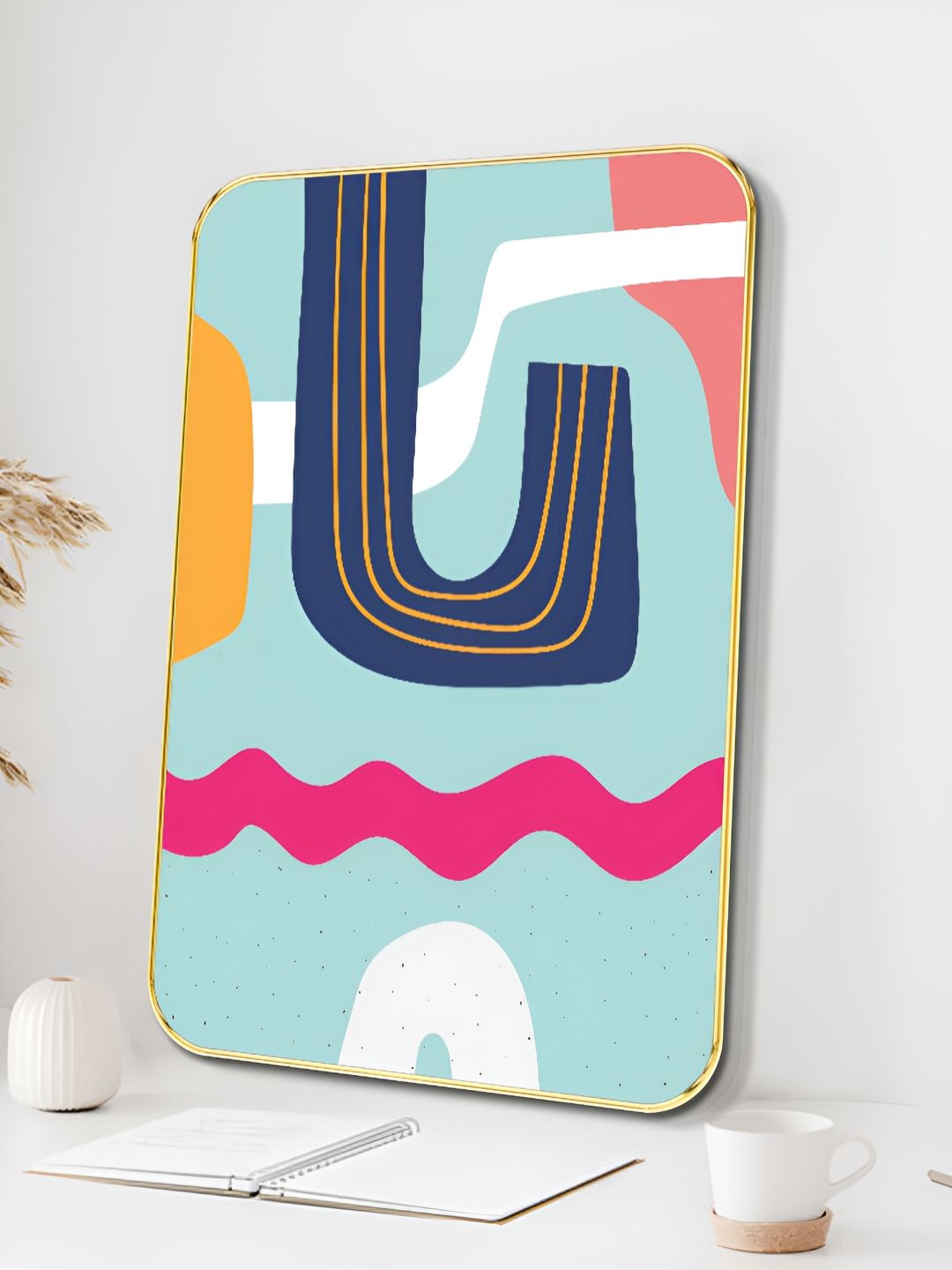 Myntra Elegant Homes Blue & White 1 Piece Wood Abstract Wall Paintings-picture-28