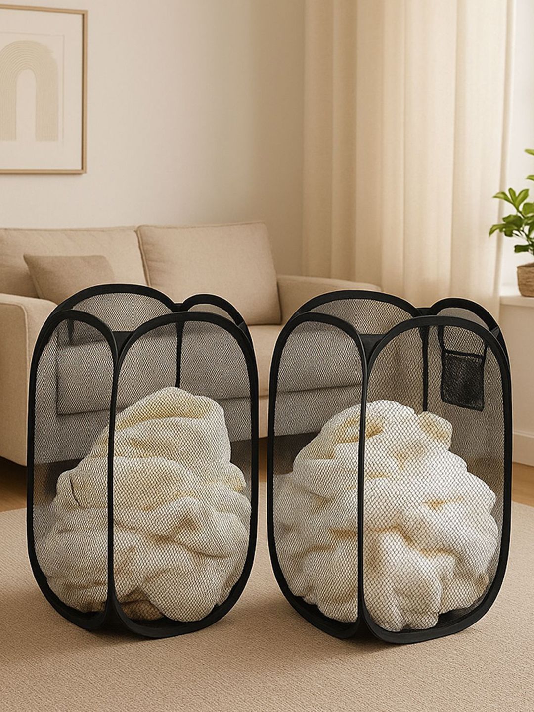 Kuber Industries 2-Pcs Black Mesh Laundry Basket 20 L-picture-37