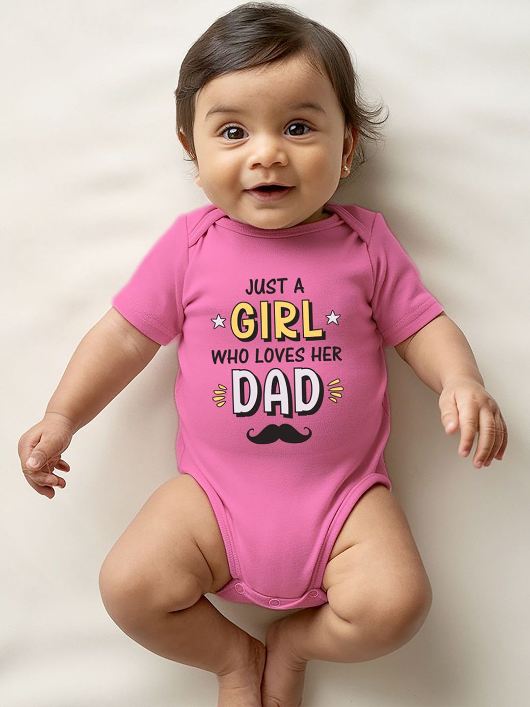 Zeezeezoo Infant Kids Just a Girl Who Loves His Dad Printed Pure Cotton Bodysuit-picture-48