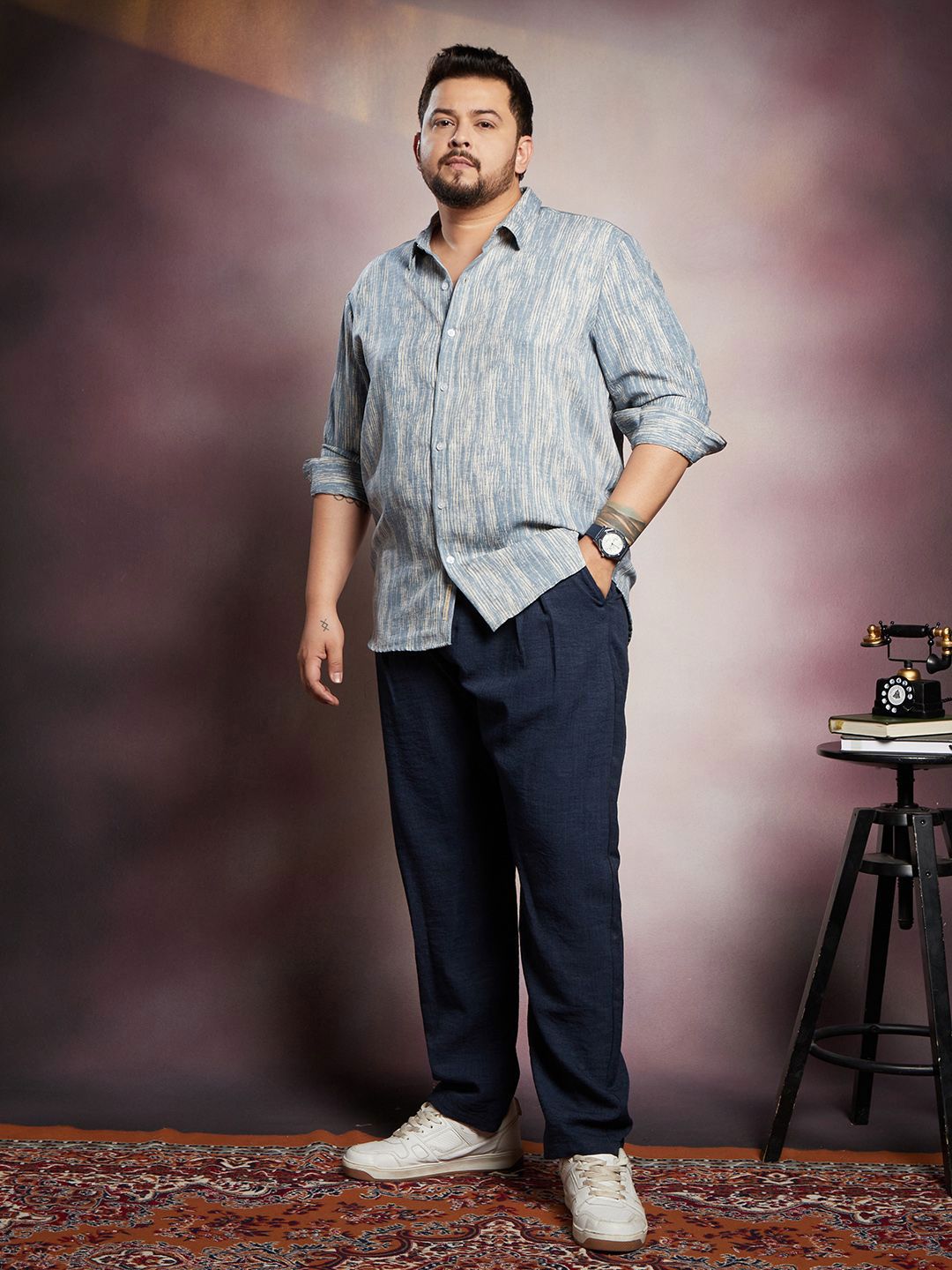 Instafab Plus Abstract Printed Comfort Spread Collar Cotton Shirt-picture-16