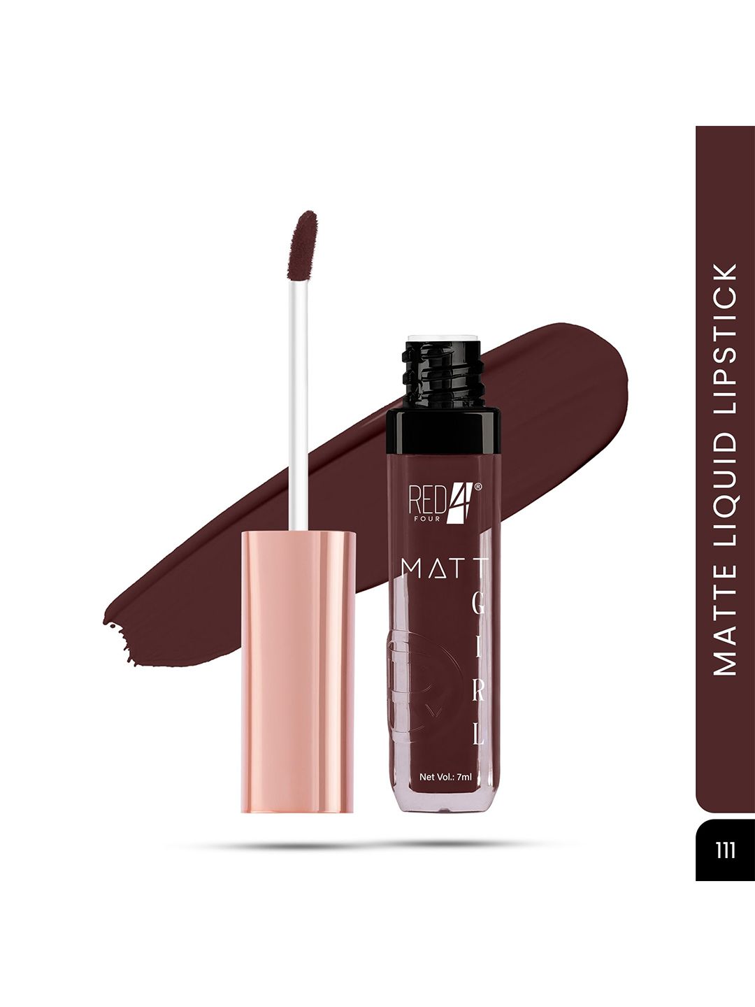 RED 4 Matt Girl Long Lasting Liquid Lipstick - 7 ml - Shade No - 111-picture-19