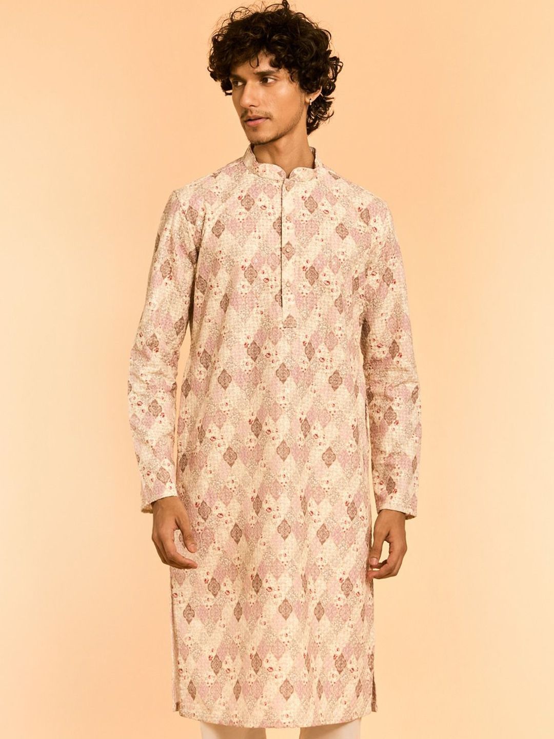 Diwas by Manyavar Ethnic Motifs Embroidered Mandarin Collar Straight Kurta-picture-38