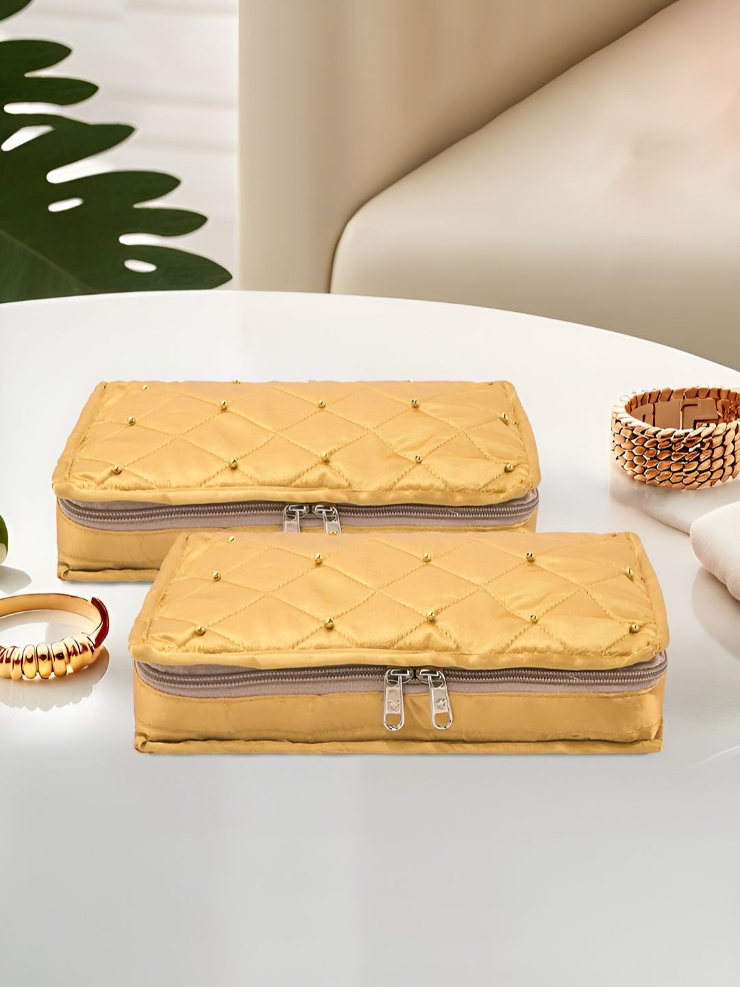 Aura Gold-Toned Set of 2 Regular Jewellery Organiser Organisers-picture-34