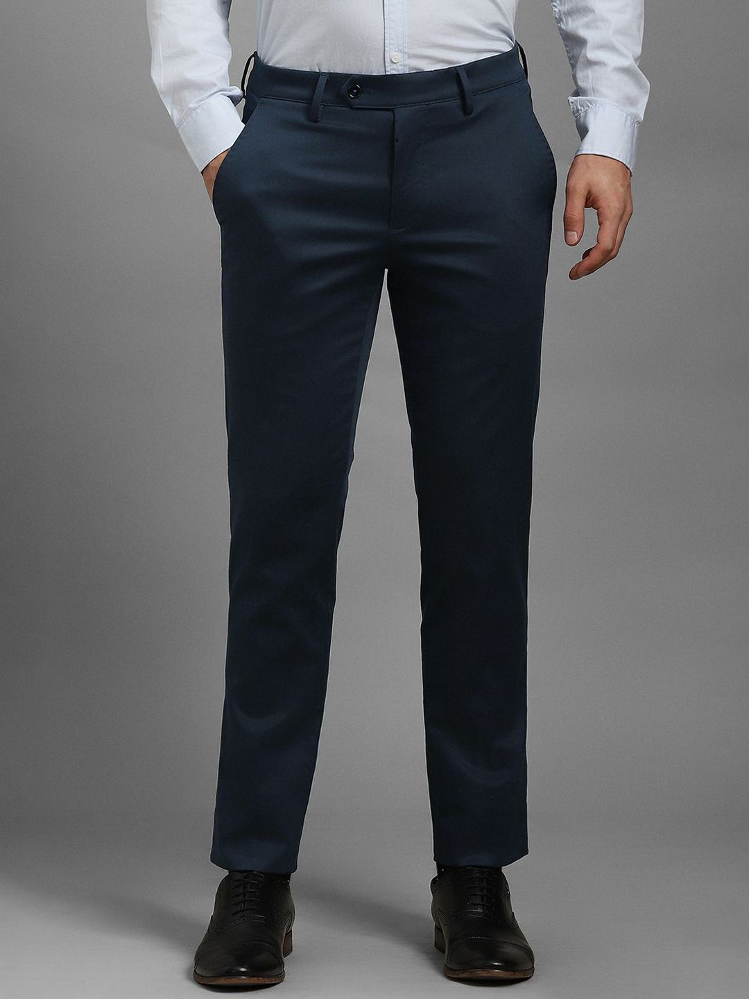 Luxure by Louis Philippe Men Solid Slim Fit Mid-Rise Cotton Formal Trouser-picture-33