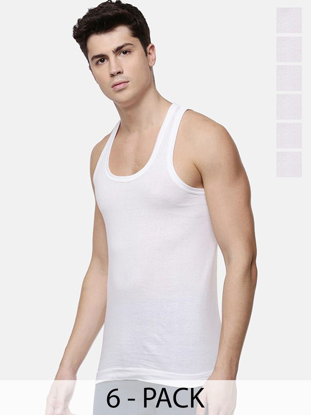 CAVENDERS Pack Of 6 Scoop Neck Pure Cotton Basic Vests White Pure CottonDno-v361st-picture-43