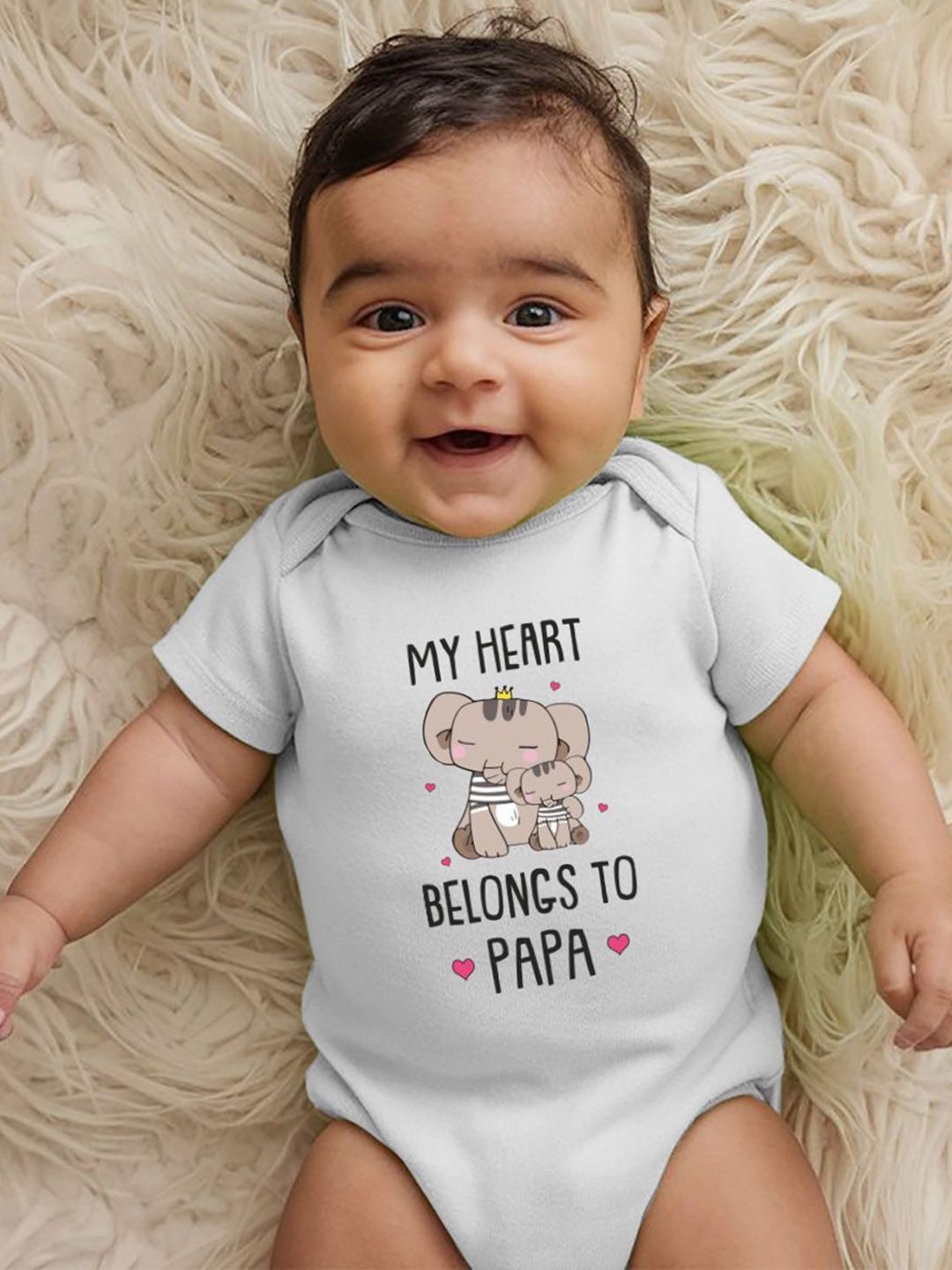 Zeezeezoo Infant Kids My Heart Belongs To Papa Printed Pure Cotton Bodysuit-picture-14