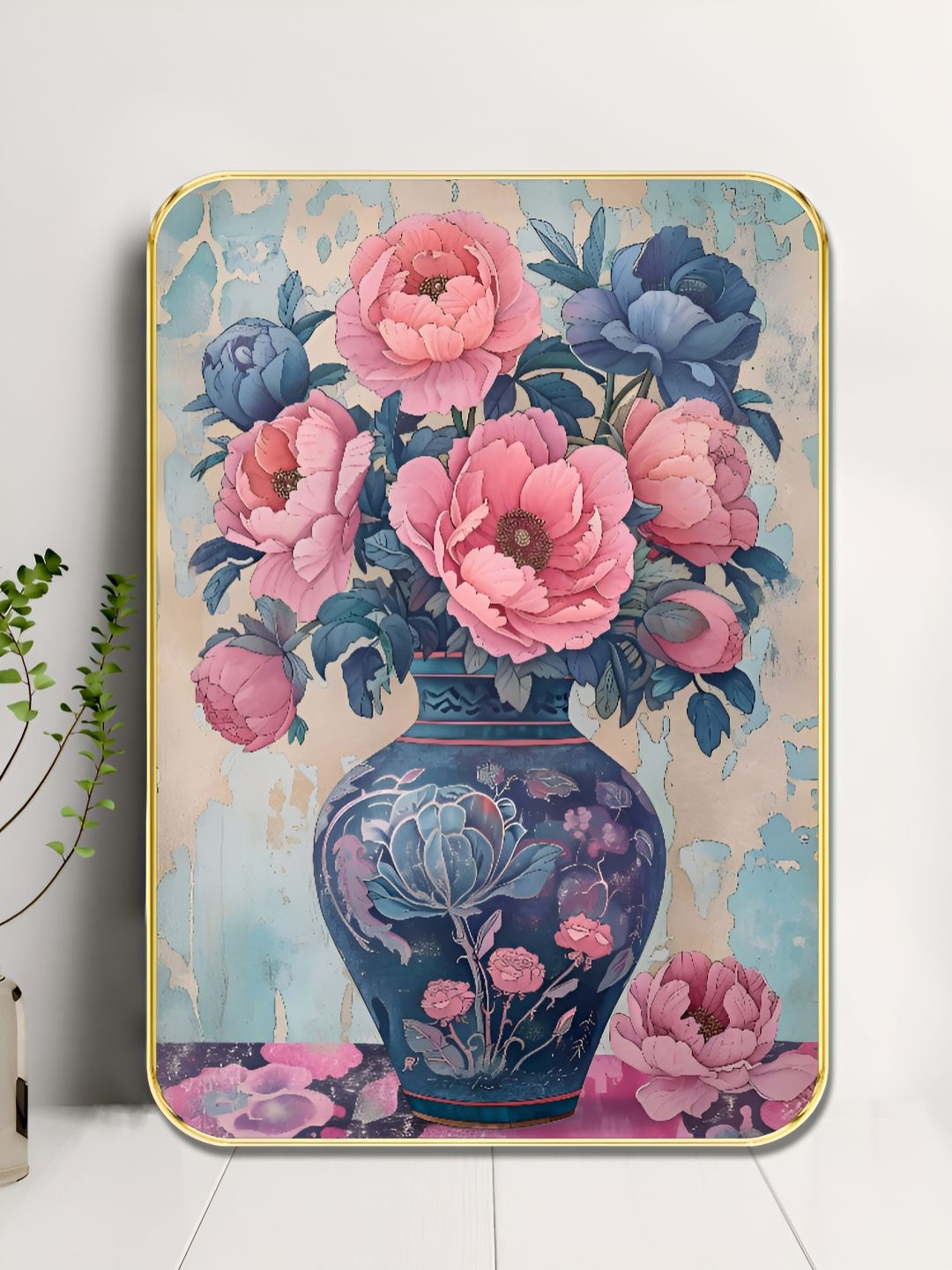 Myntra Elegant Homes Blue & Pink 1 Piece Wood Floral and Botanical Wall Paintings-picture-28