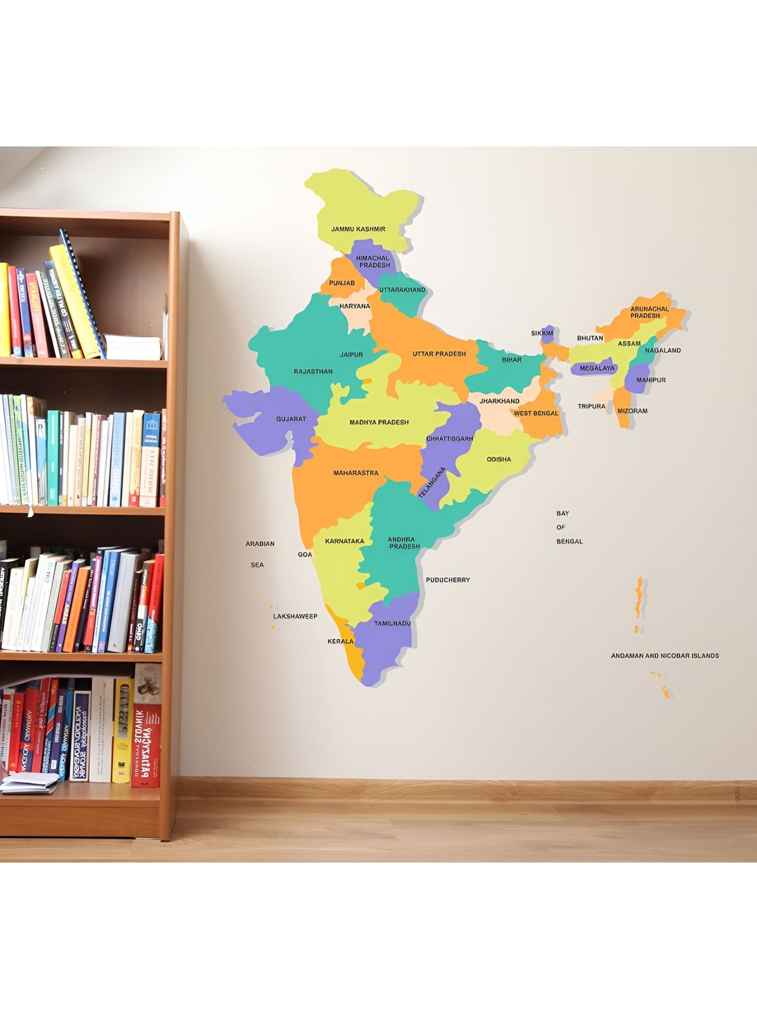LANSTICK Green & Blue Printed India Political Map Wall Sticker-image-16