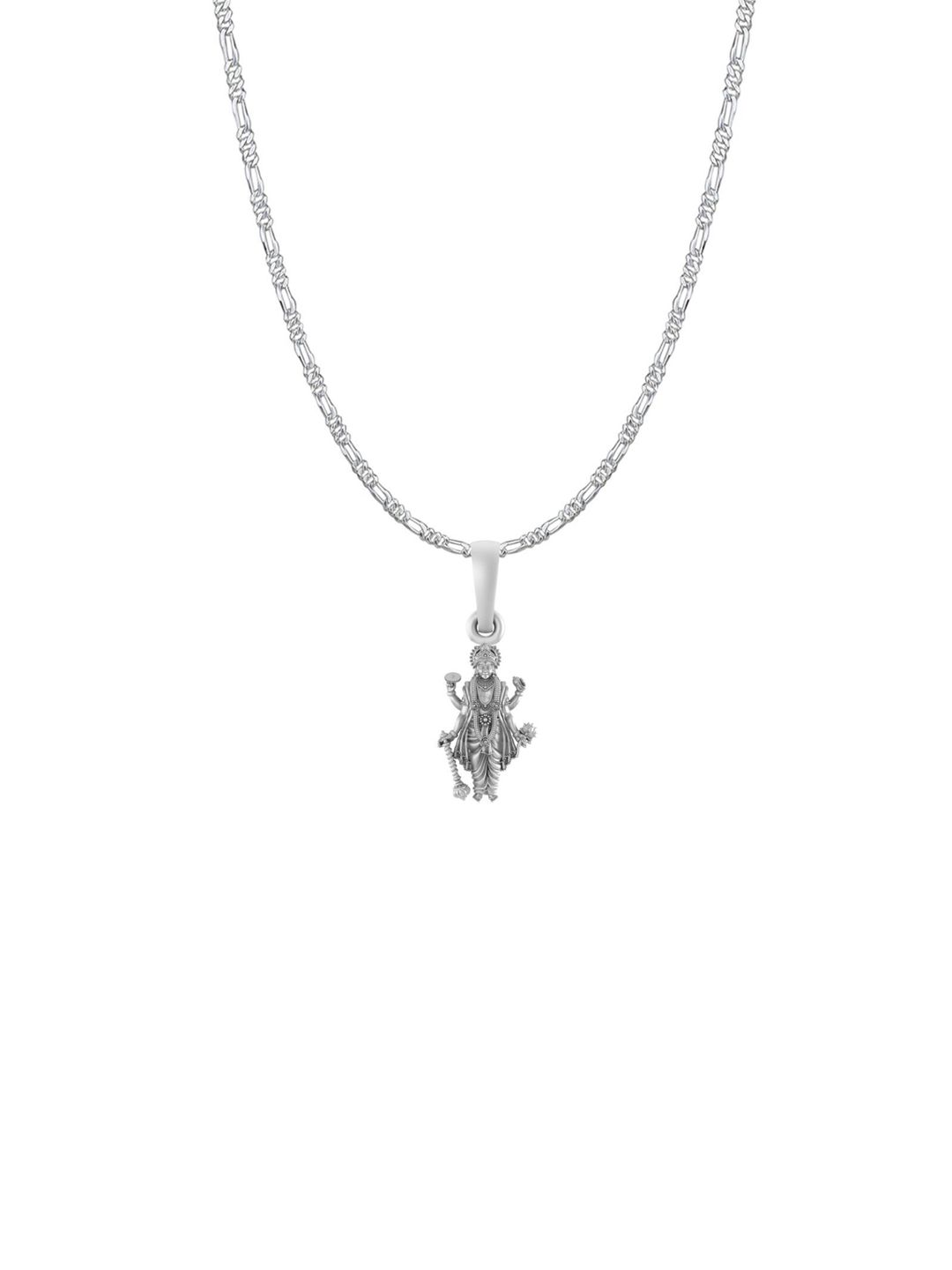 AKSHAT SAPPHIRE Men 925 Sterling Silver Contemporary Vishnu Pendant With Figaro Chain-picture-29
