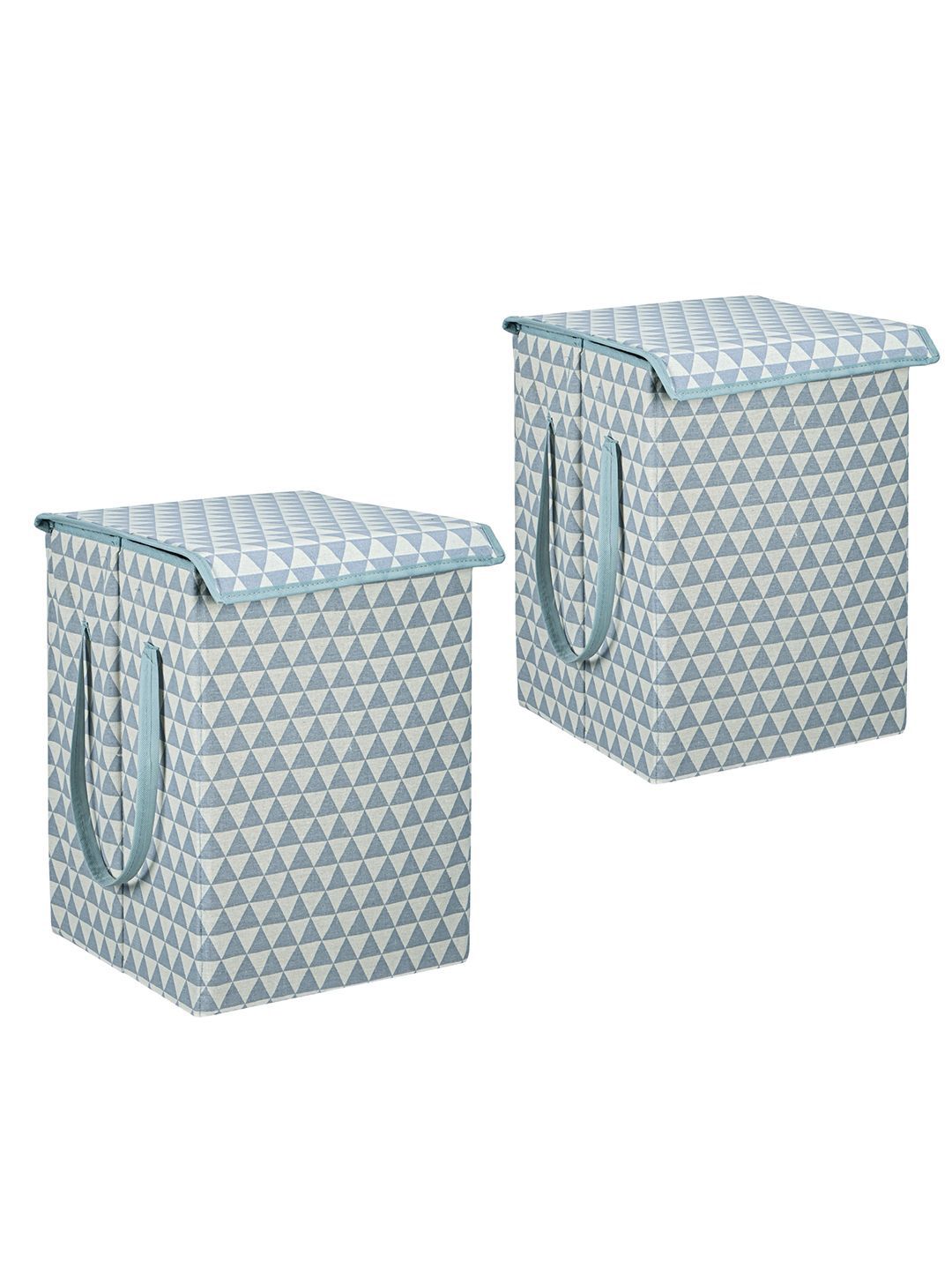 Kuber Industries 2-Pcs Grey Triangular Printed Foldable LaundryBag75L-image-9