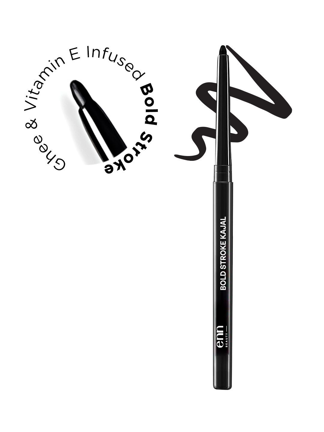 ENN Bold Stroke 24-Hour Smudge-Proof Eye Retractable Kajal 8 g - Black-picture-17
