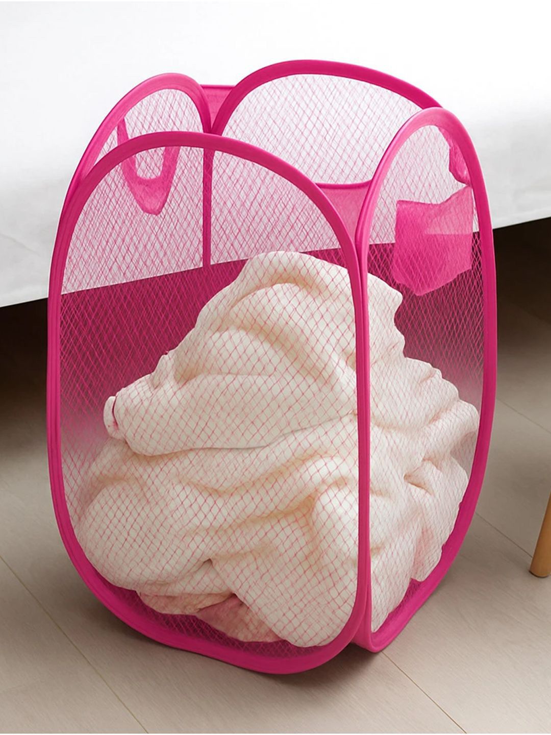 Kuber Industries Pink Mesh Laundry Basket 20 L-picture-27