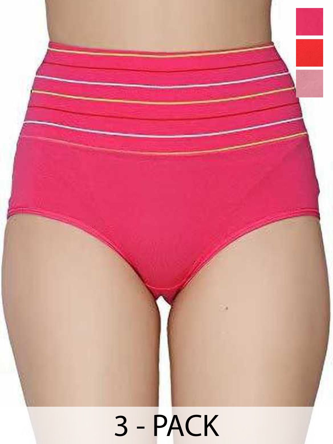 Taslar Pack Of 3 Striped Cotton Hipster Briefs 036TLARBREF_LPNK_PNK_RD-picture-20