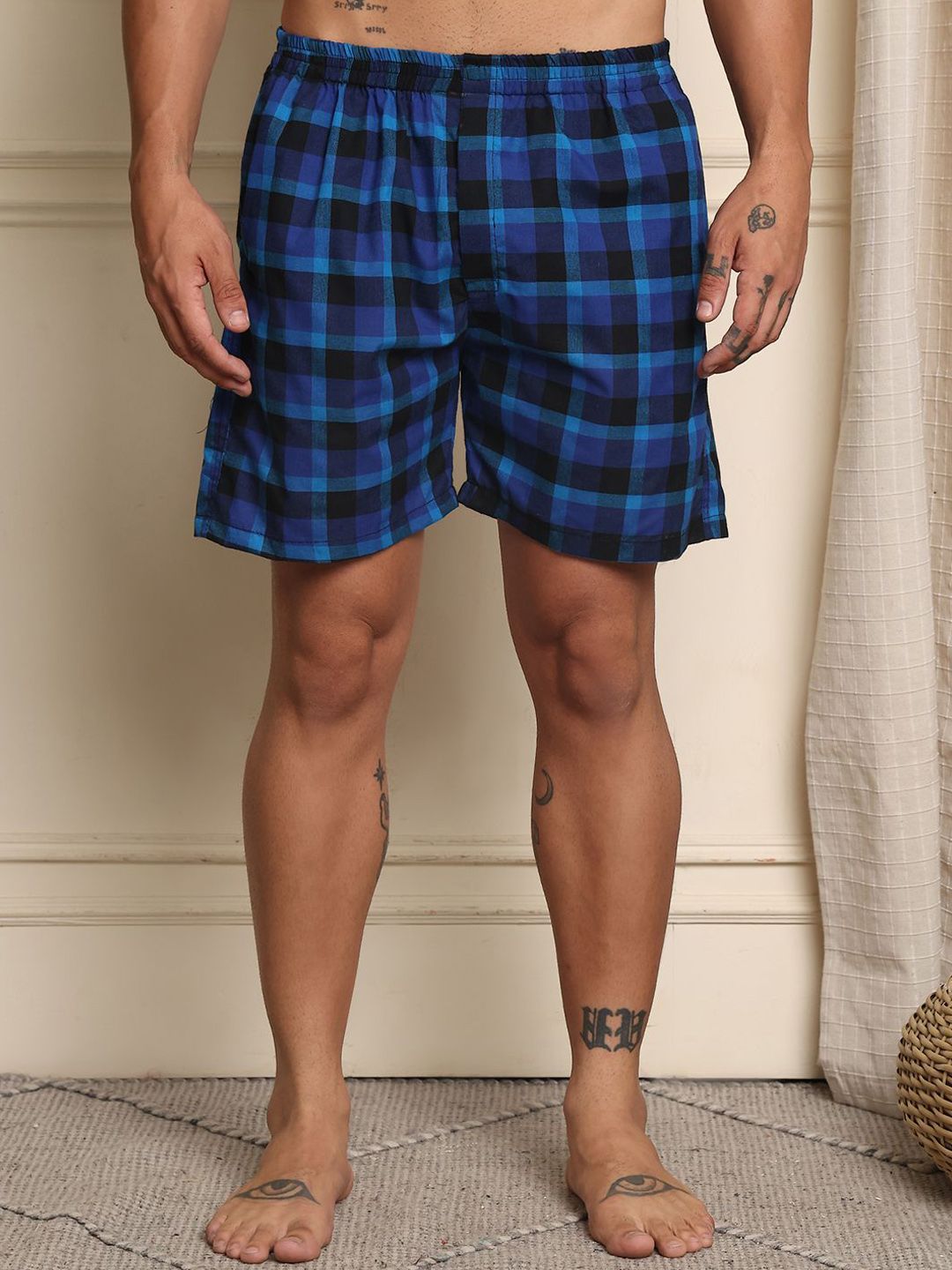 Mast & Harbour Men Checked Combed Cotton Boxers-picture-39