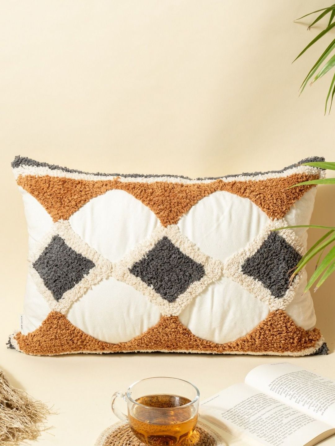 Weave Abode White & Brown Geometric Rectangle Cushion Covers-picture-26