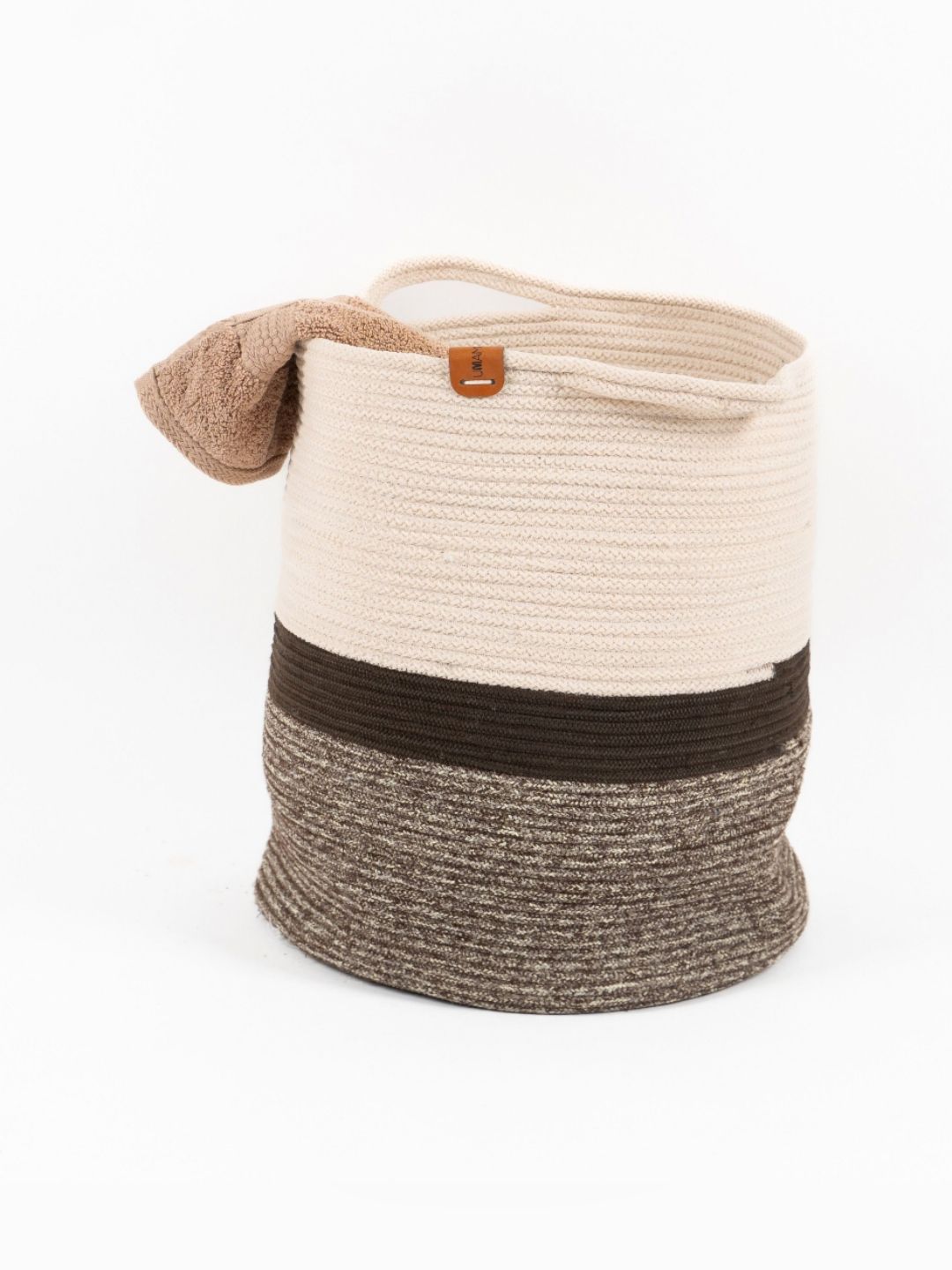 Umami Studio Brown & White Textured Laundry & Storage Basket-image-13