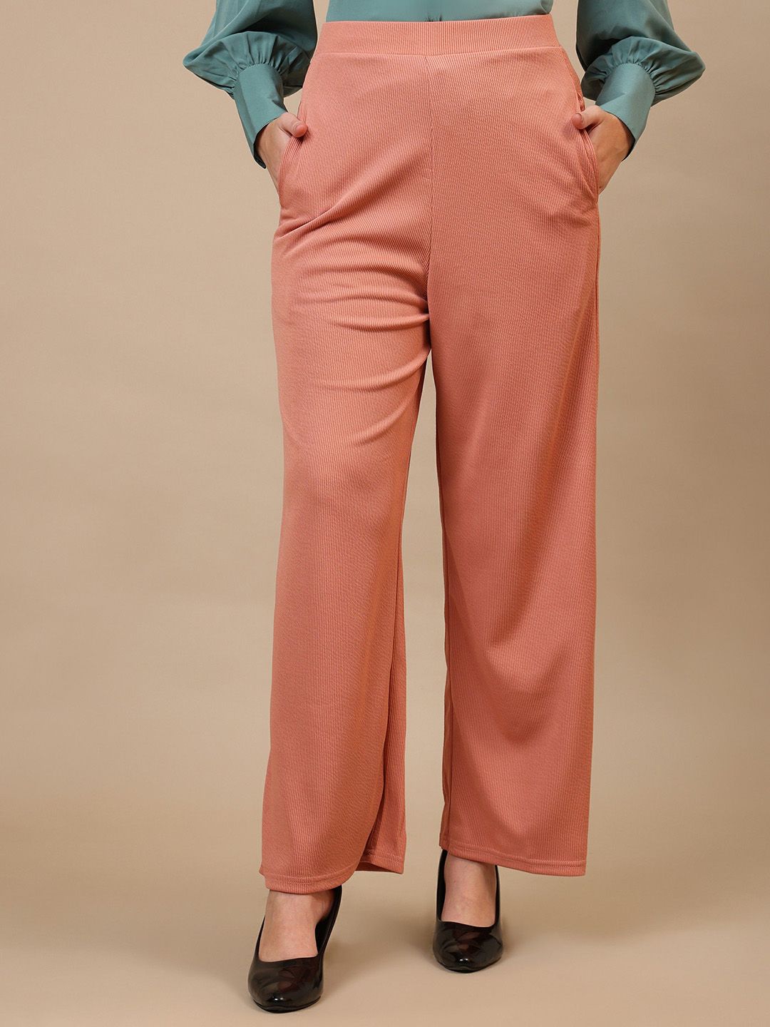 4WRD by Dressberry Women Relaxed Straight Leg Straight Fit High-Rise Wrinkle Free Trousers-picture-28