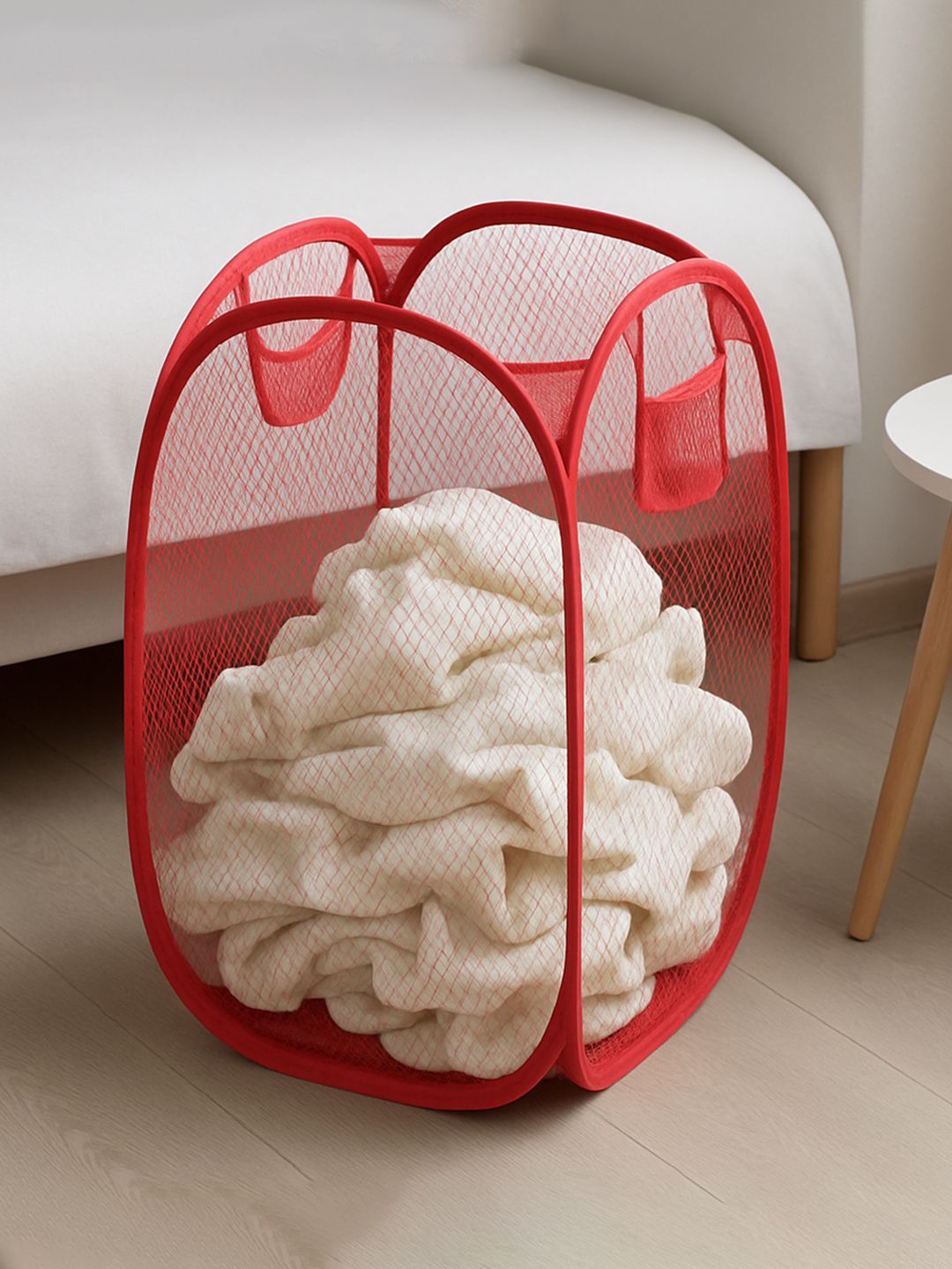 Kuber Industries 1 Pcs Red Mesh Laundry Basket 20 L-picture-26