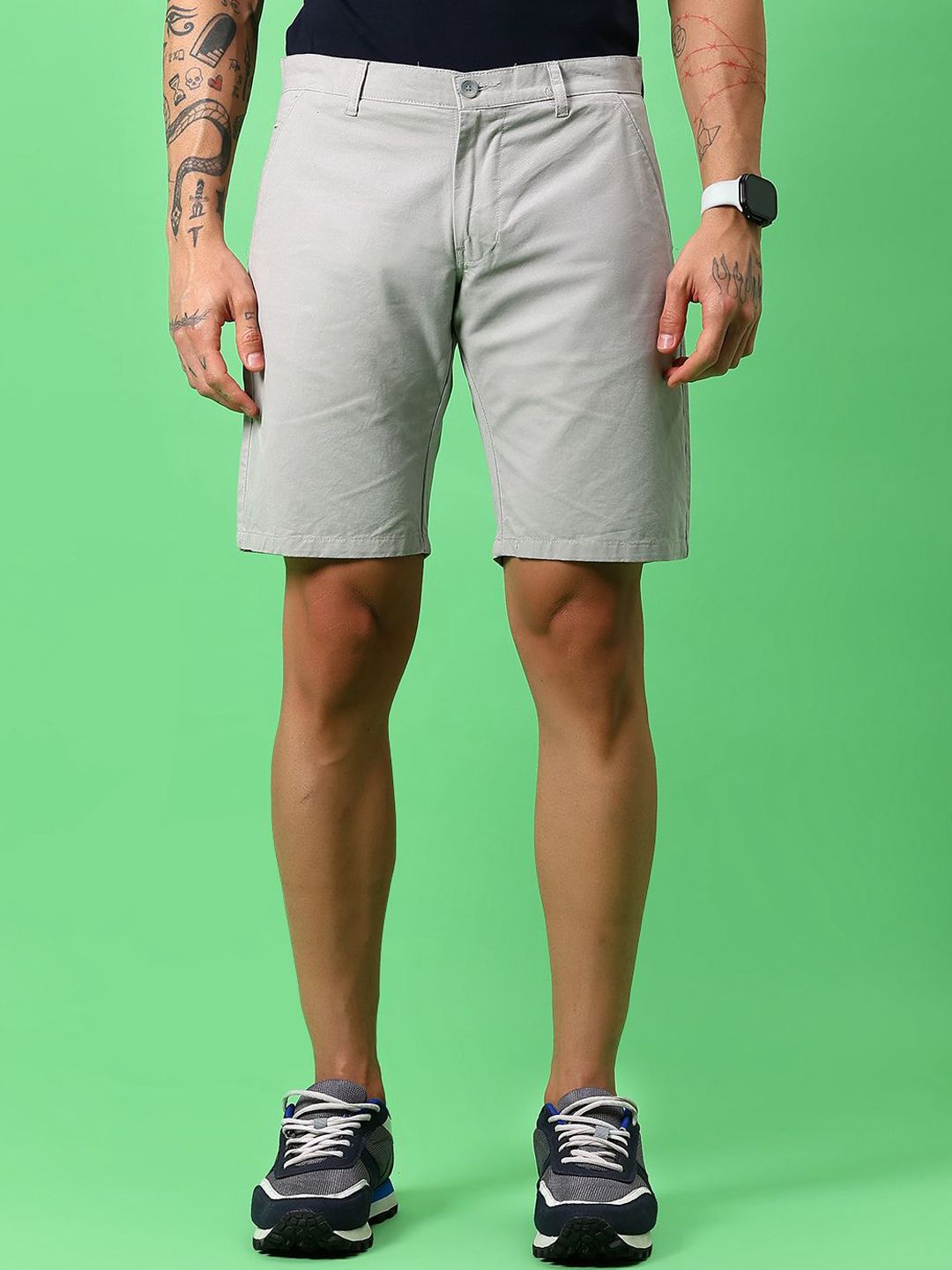 V-Mart Men Mid Rise Relexed Fit Cotton Chinos Shorts-picture-44