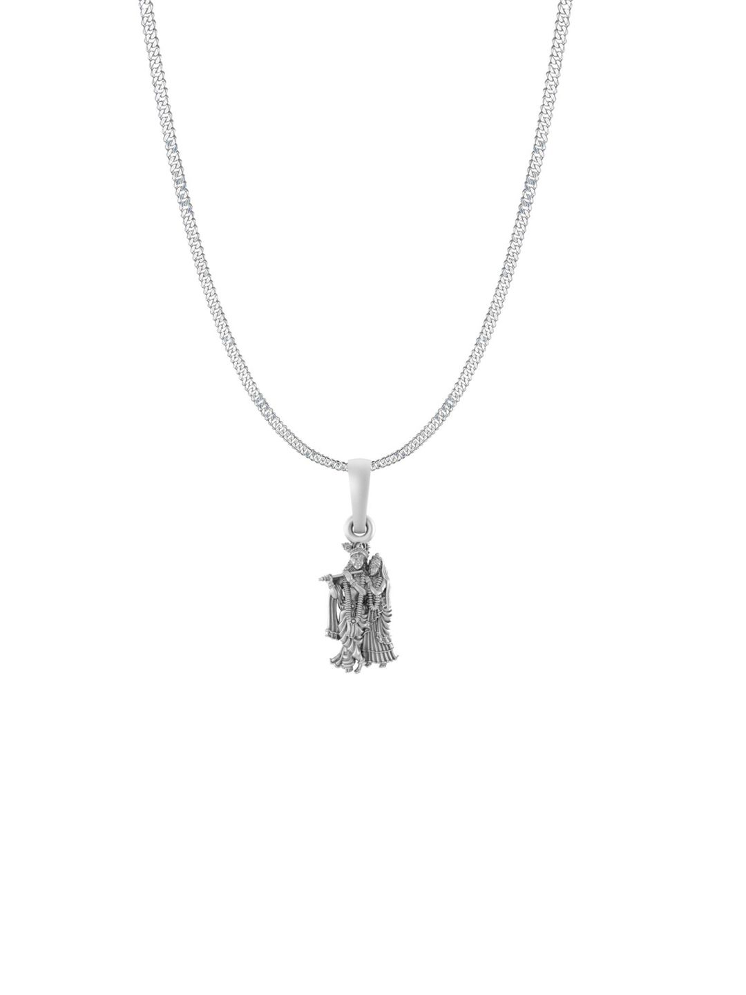 AKSHAT SAPPHIRE Men 925 Sterling Silver Contemporary Radha Krishna Pendant With Curb Chain-picture-13
