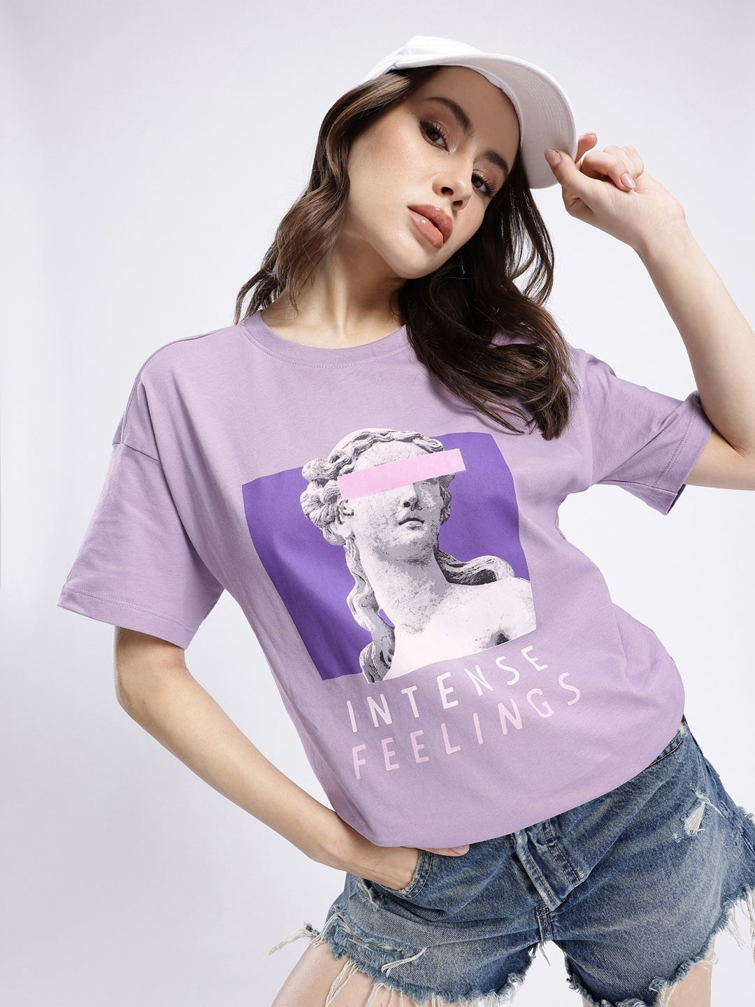 glitchez Graphic Printed Oversized Longline T-shirt-picture-35