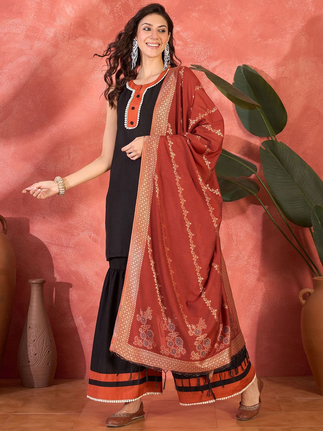 Sangria Kurta & Sharara With Dupatta-image-0