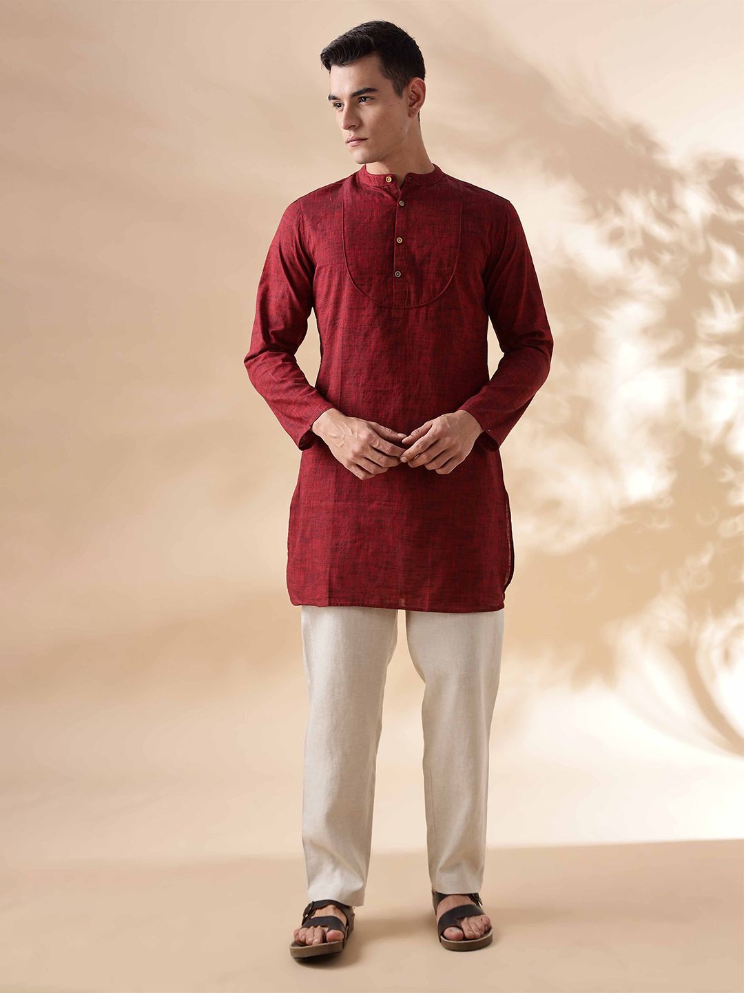 Anouk Men Mandarin Collar Woven Design Kurta-picture-31