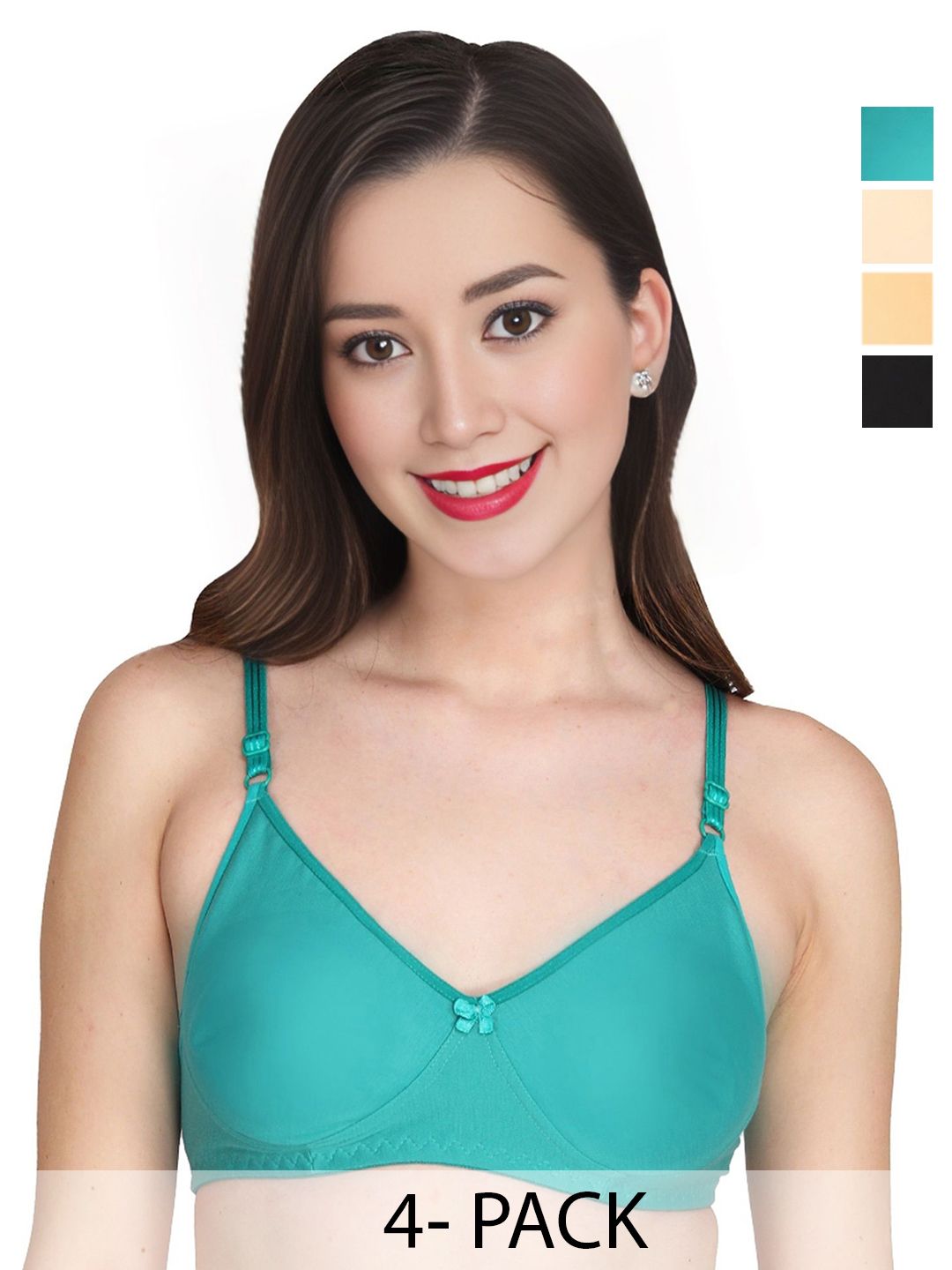 Liigne Women Pack Of 4 Full Coverage Non Padded Everyday Bra