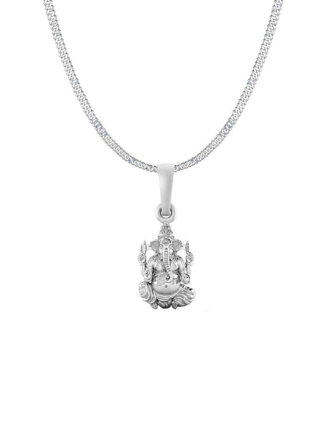 AKSHAT SAPPHIRE Men 925 Sterling Silver Lord Ganesh Pendant With Curb Chain-picture-16