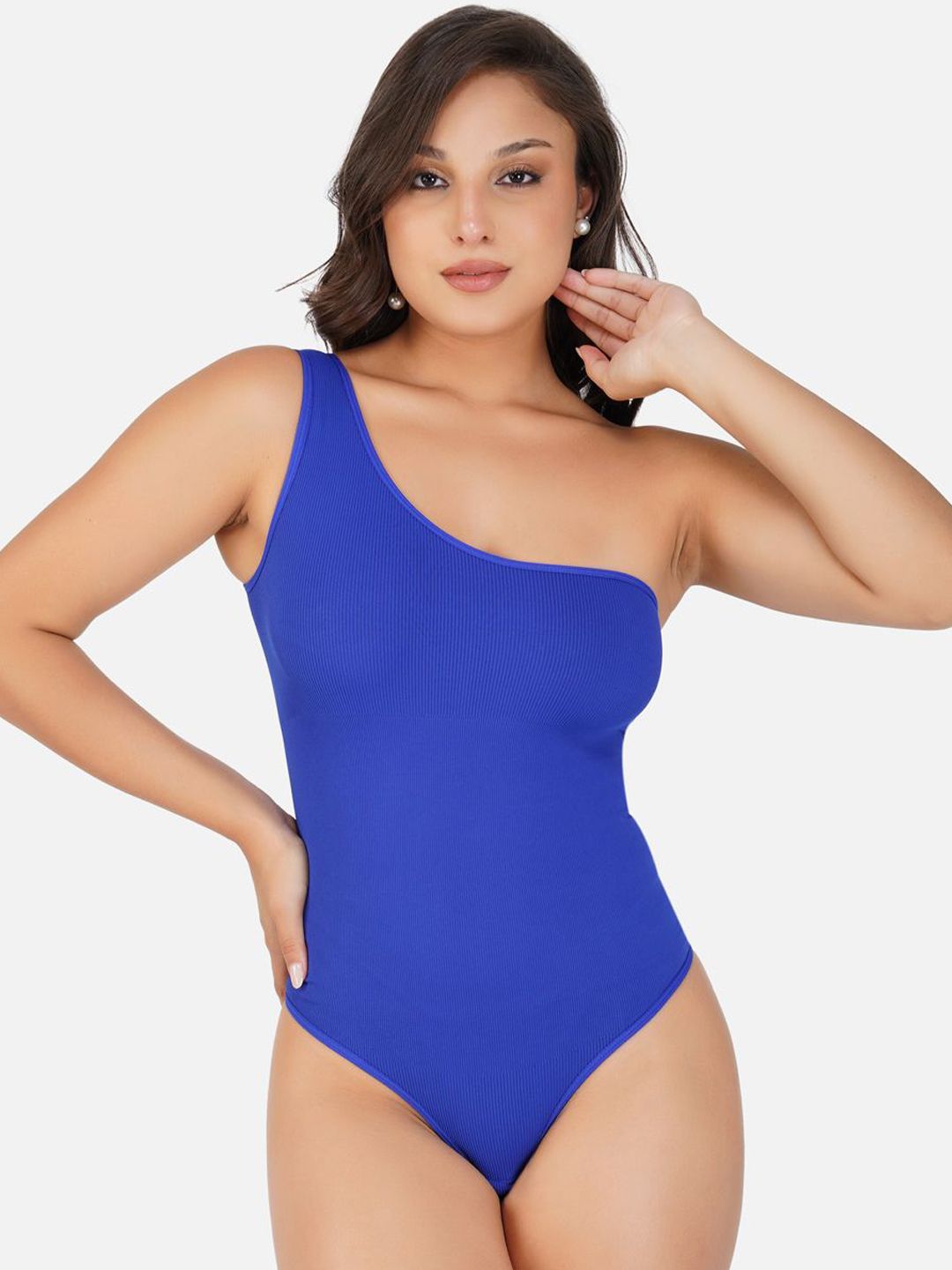 SHOP THE EDIT One-Shoulder Waist Tummy Control Bodysuit-picture-47