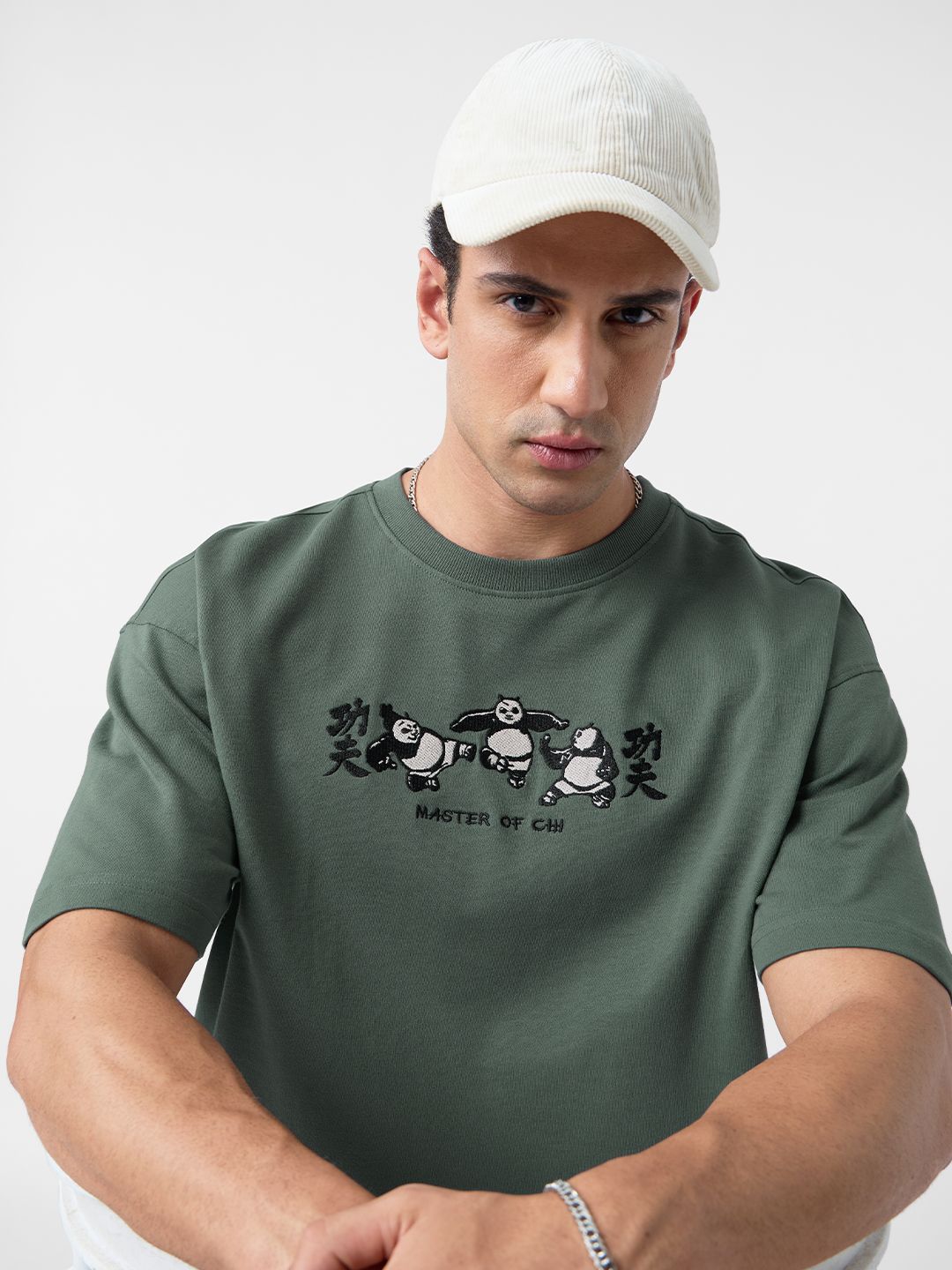 The Souled Store The Souled Store Men Oversized Kung Fu Panda Green Tshirts