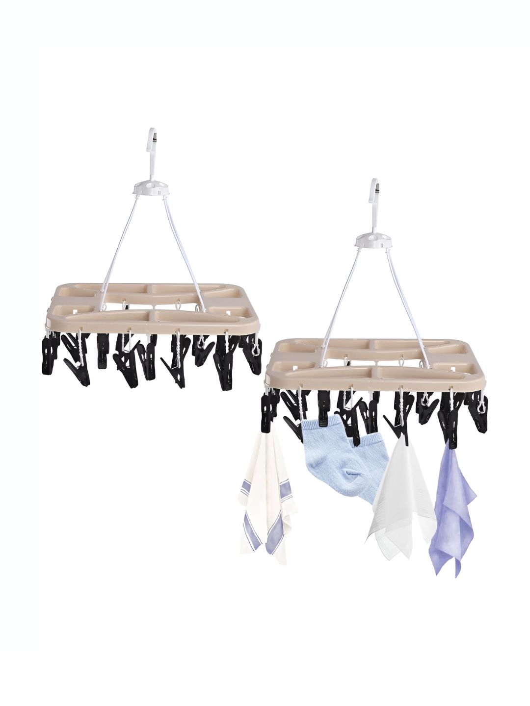 Aura Set Of 2 Beige Cloth Drying Stand Hanger