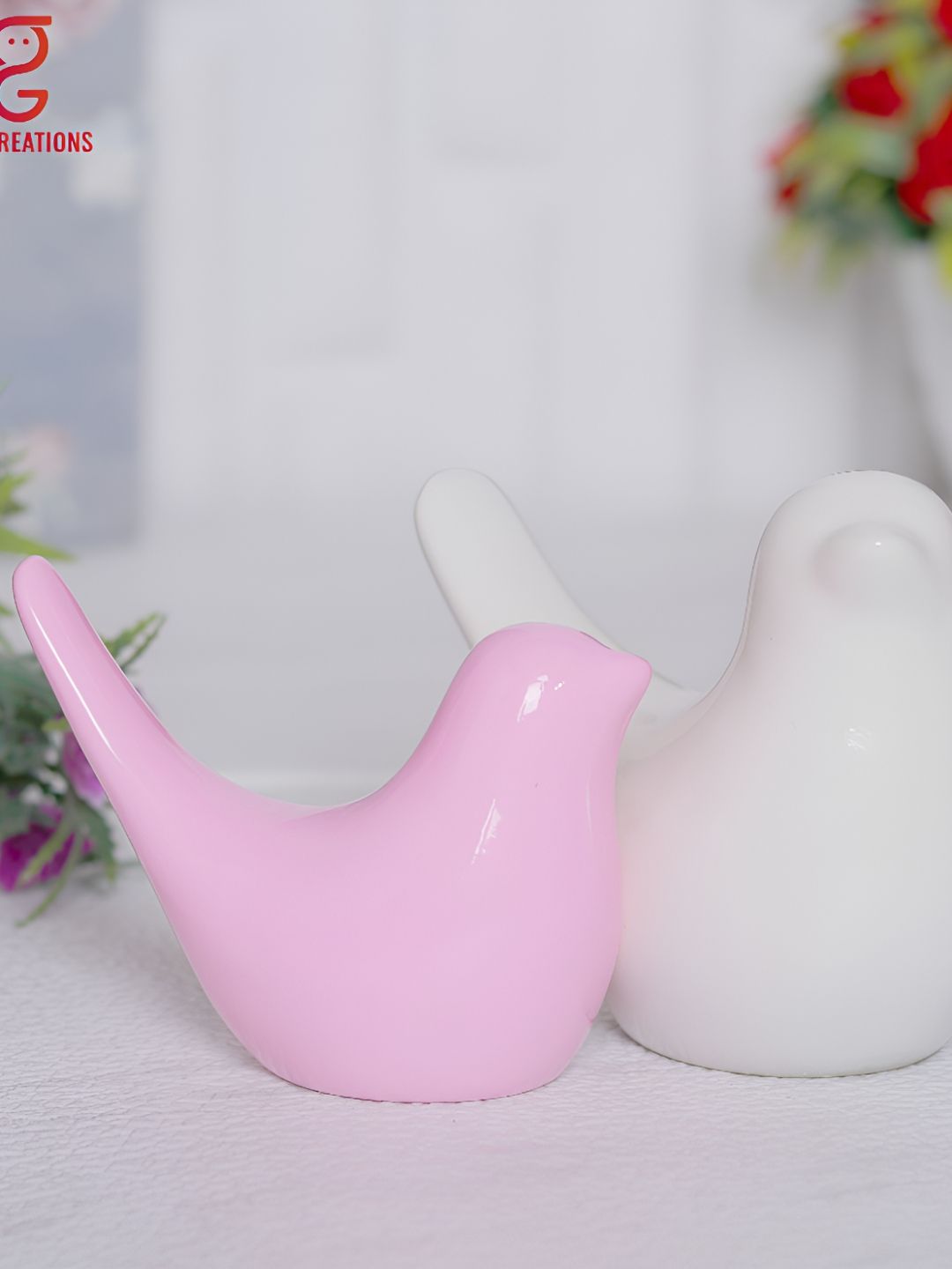 Aura White Birds and Animals Showpiece-image-4