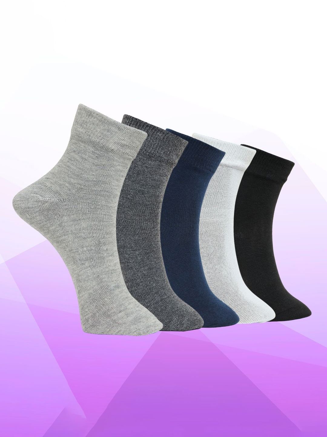 MJE Unisex Pack Of 5 Everyday Lightweight Ankle-Length Socks-picture-24