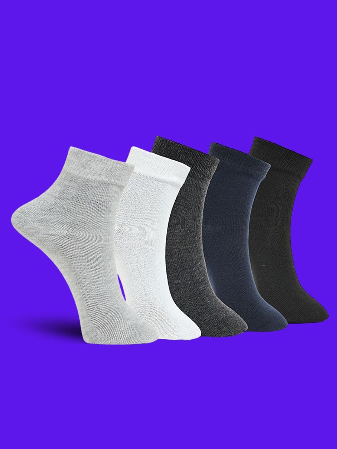 MJE Unisex Pack Of 5 Comfortable Ankle-Length Socks-picture-22