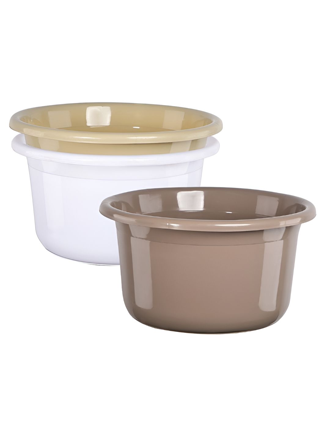 Aura Brown & White 3 piece Solid Plastic Bath Accessories Set-picture-15