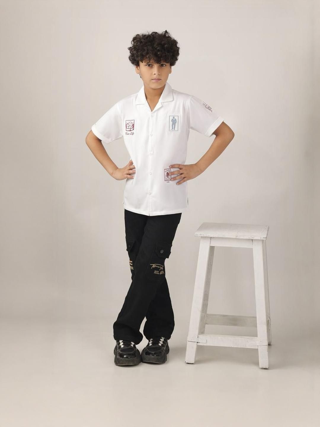 Bearsoul Boys Graphic Printed Cuban Collar Cotton Casual Shirt-picture-35