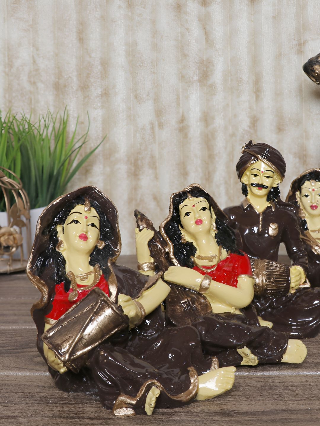Aura 4 Pieces Brown Figurine Showpiece-image-0