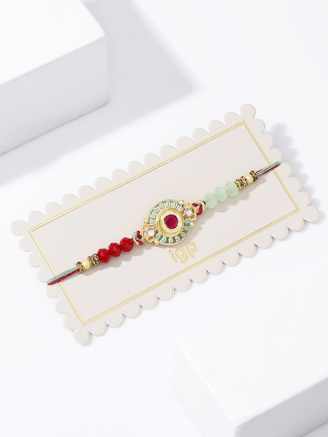 IGP Stone Studded And Beaded Thread Rakhi-picture-49