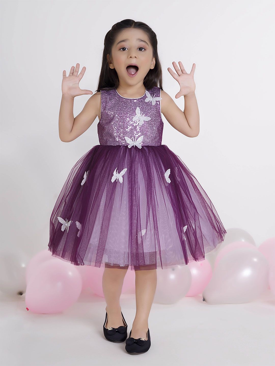 Ministitch Girls Embellished Net Fit & Flare Dress-picture-18