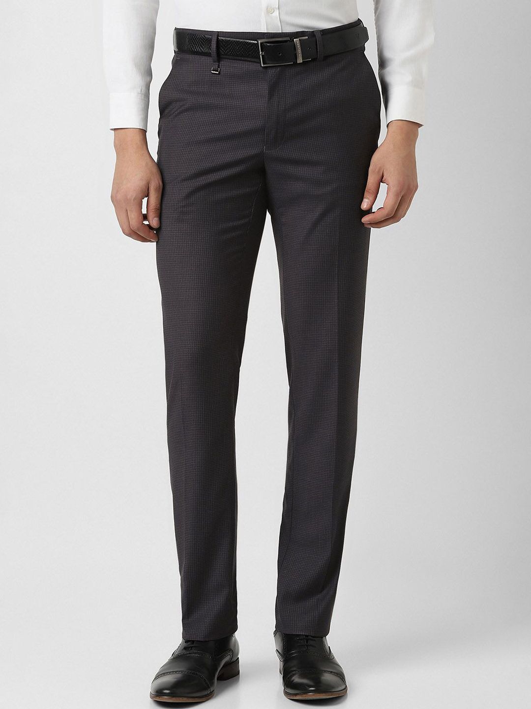 Van Heusen Men Textured Checked Slim Fit Trousers-picture-23